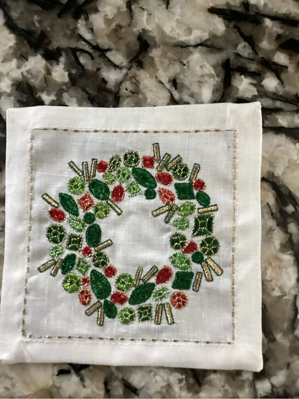Kim Seybert Embroidered Holiday Nostalgia Cocktail Napkins